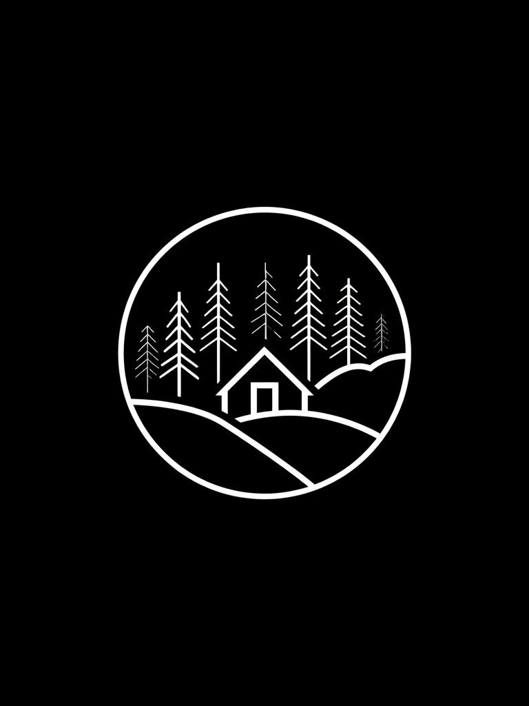 Minimal Forest Cabin Line Art Poster. poster detail