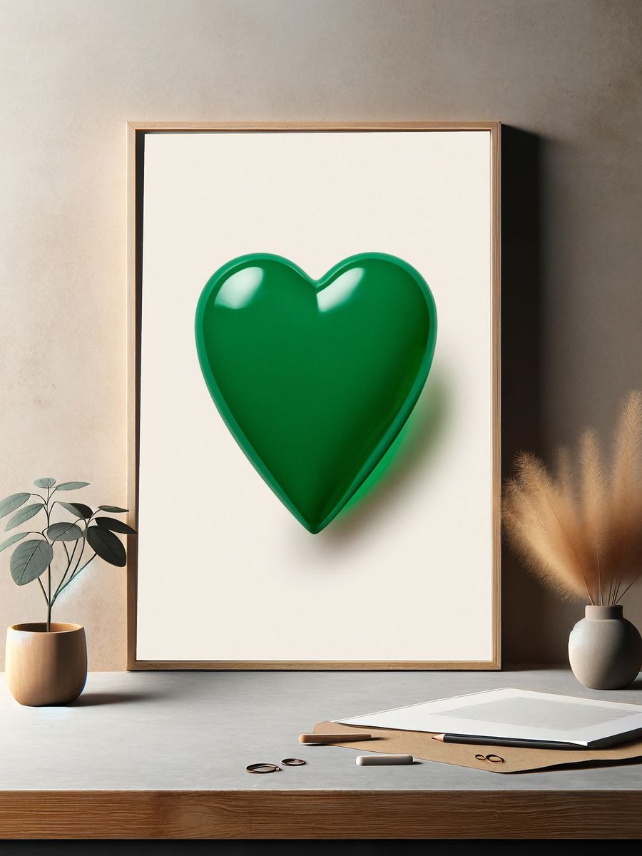 Green Heart Minimalist Print. — room view 2
