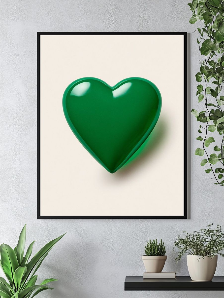 Green Heart Minimalist Print. — room view 4