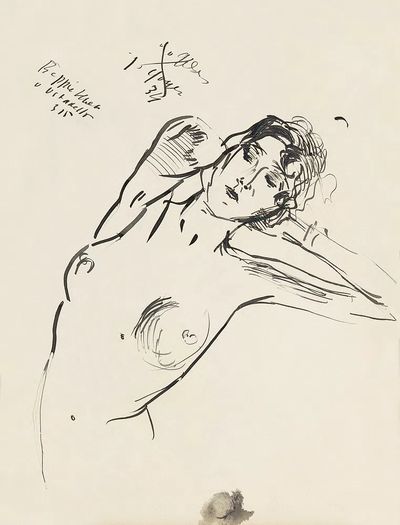 Reclining Nude Line Art Poster