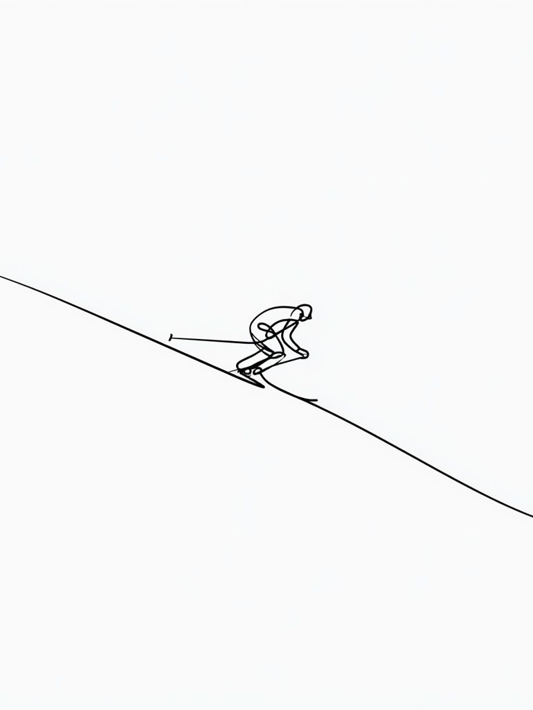 Skier Line Art Poster. poster detail