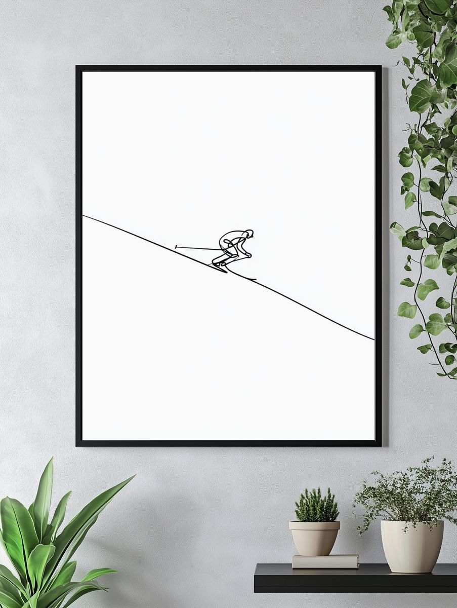 Skier Line Art Poster. — room view 4