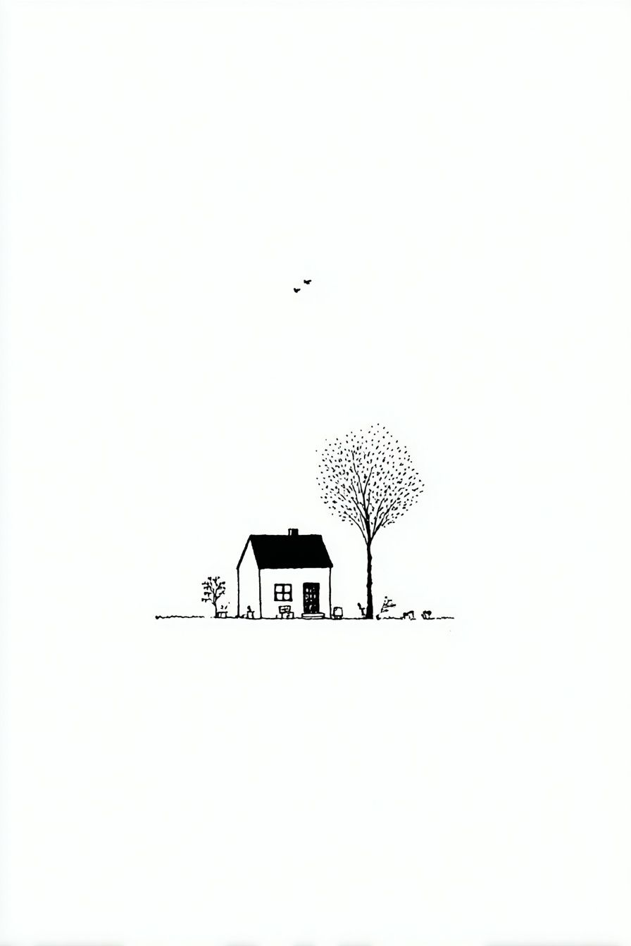 Minimal House Line Art Poster. poster detail