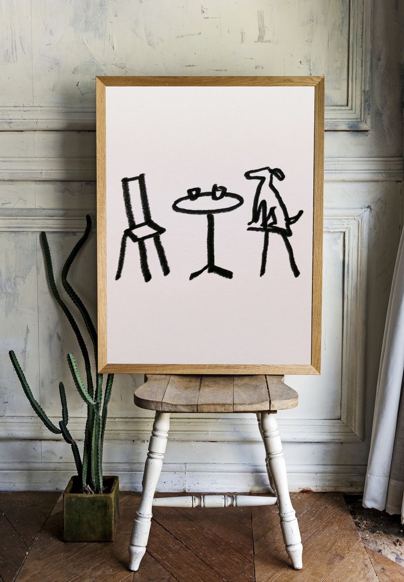 Minimalist Chair Sketch Poster. room preview