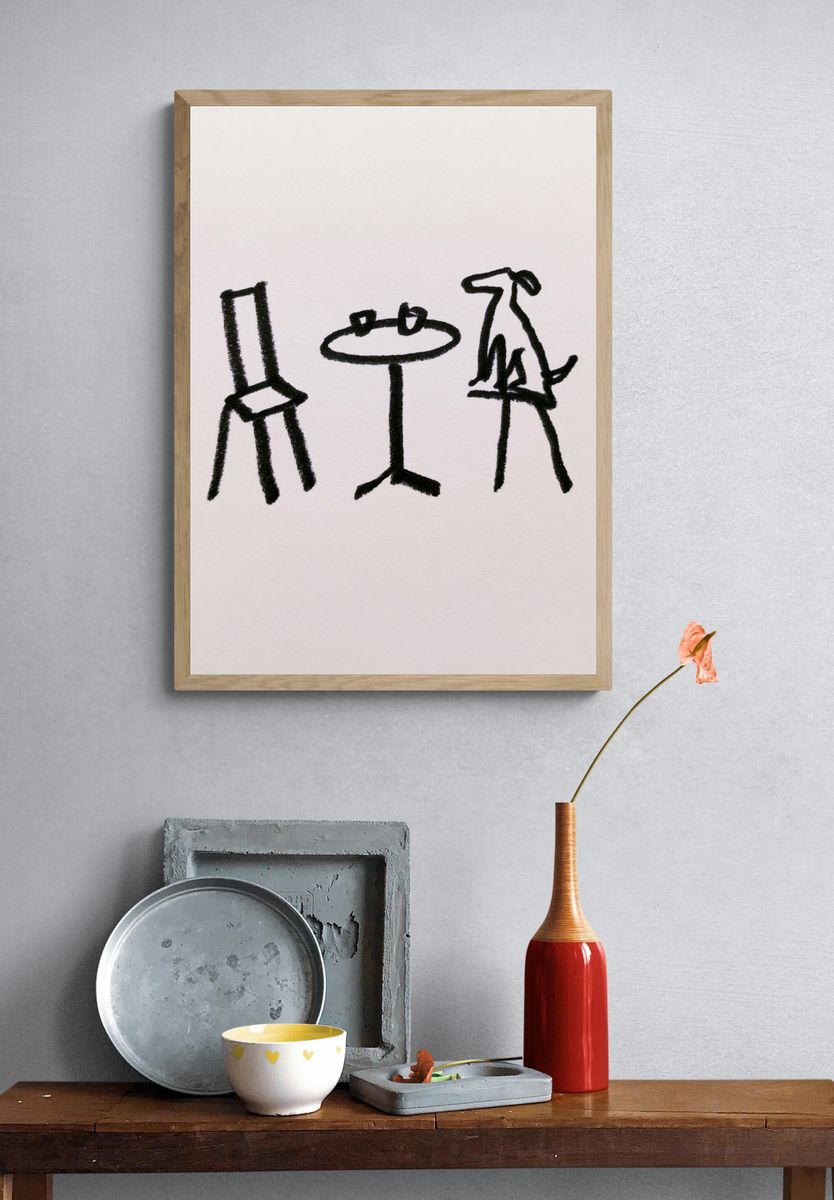 Minimalist Chair Sketch Poster. — room view 3
