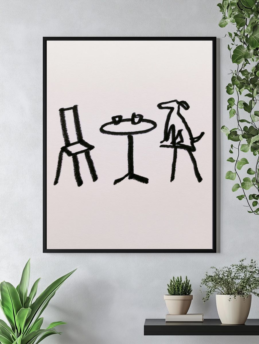 Minimalist Chair Sketch Poster. — room view 4