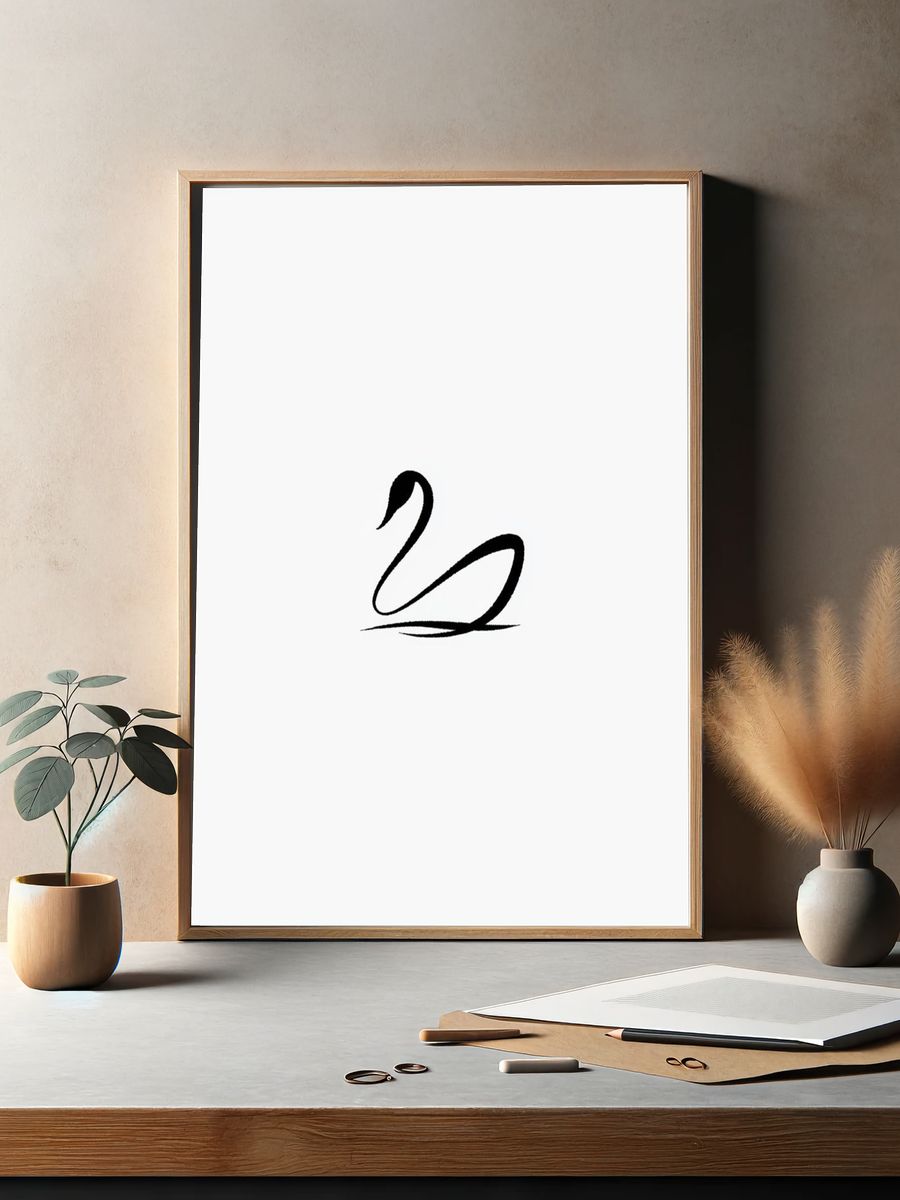 Minimal Swan Line-Art Poster. — room view 2
