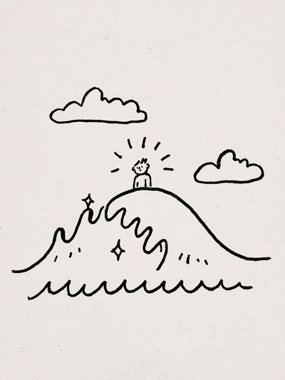 Minimal Mountain Line Art Poster. poster