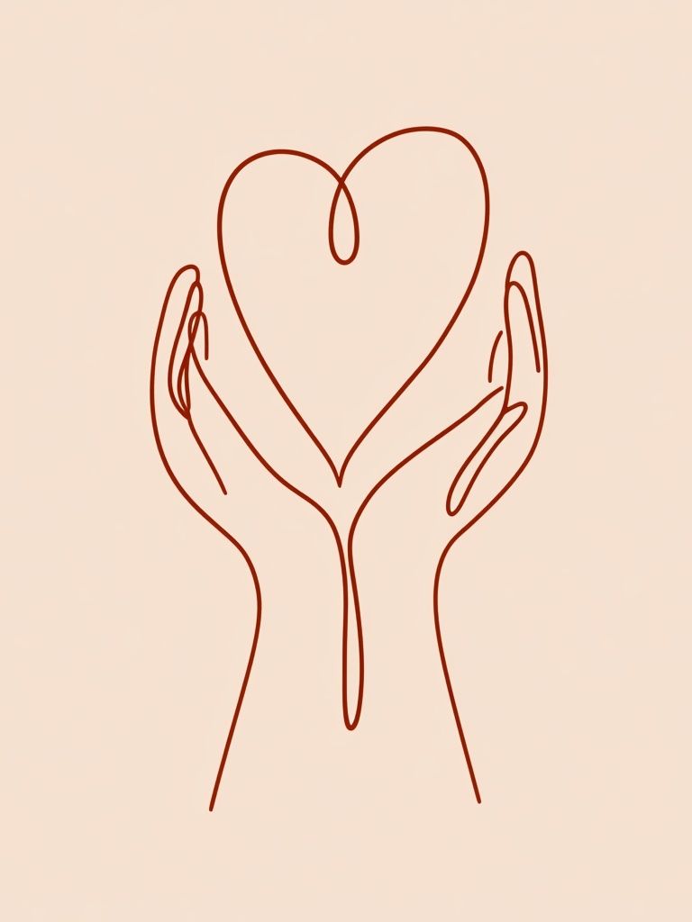 Hands Holding Heart Line Art Poster. poster detail