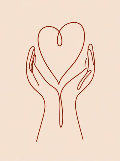 Hands Holding Heart Line Art Poster. poster