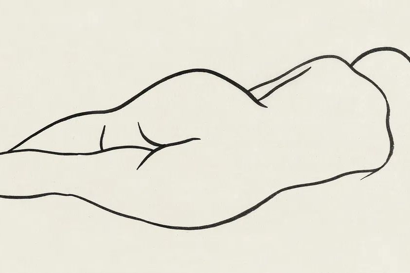 Vintage line art woman wallpaper. poster — minimalist art