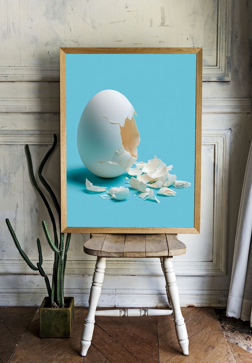 Broken Egg Minimalist Poster. — room view 1