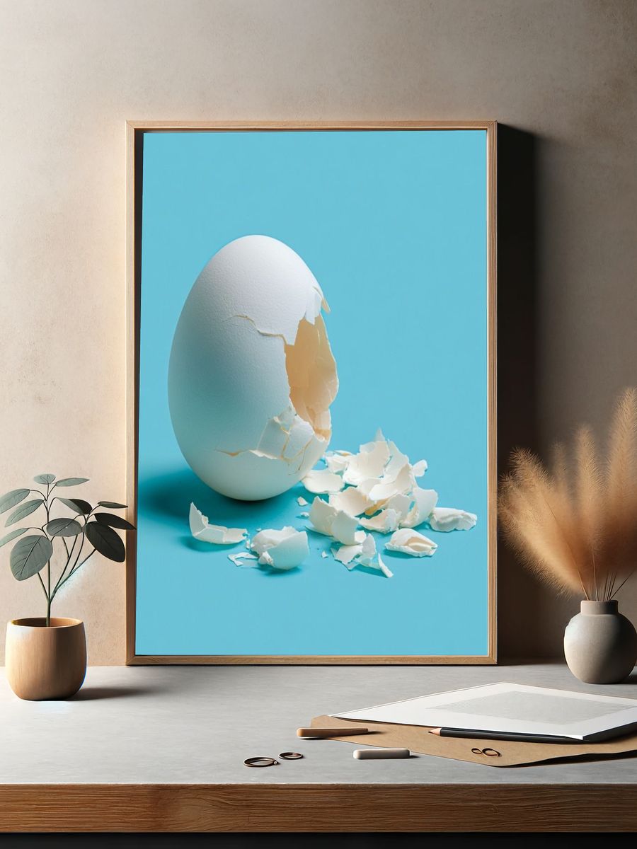 Broken Egg Minimalist Poster. — room view 2