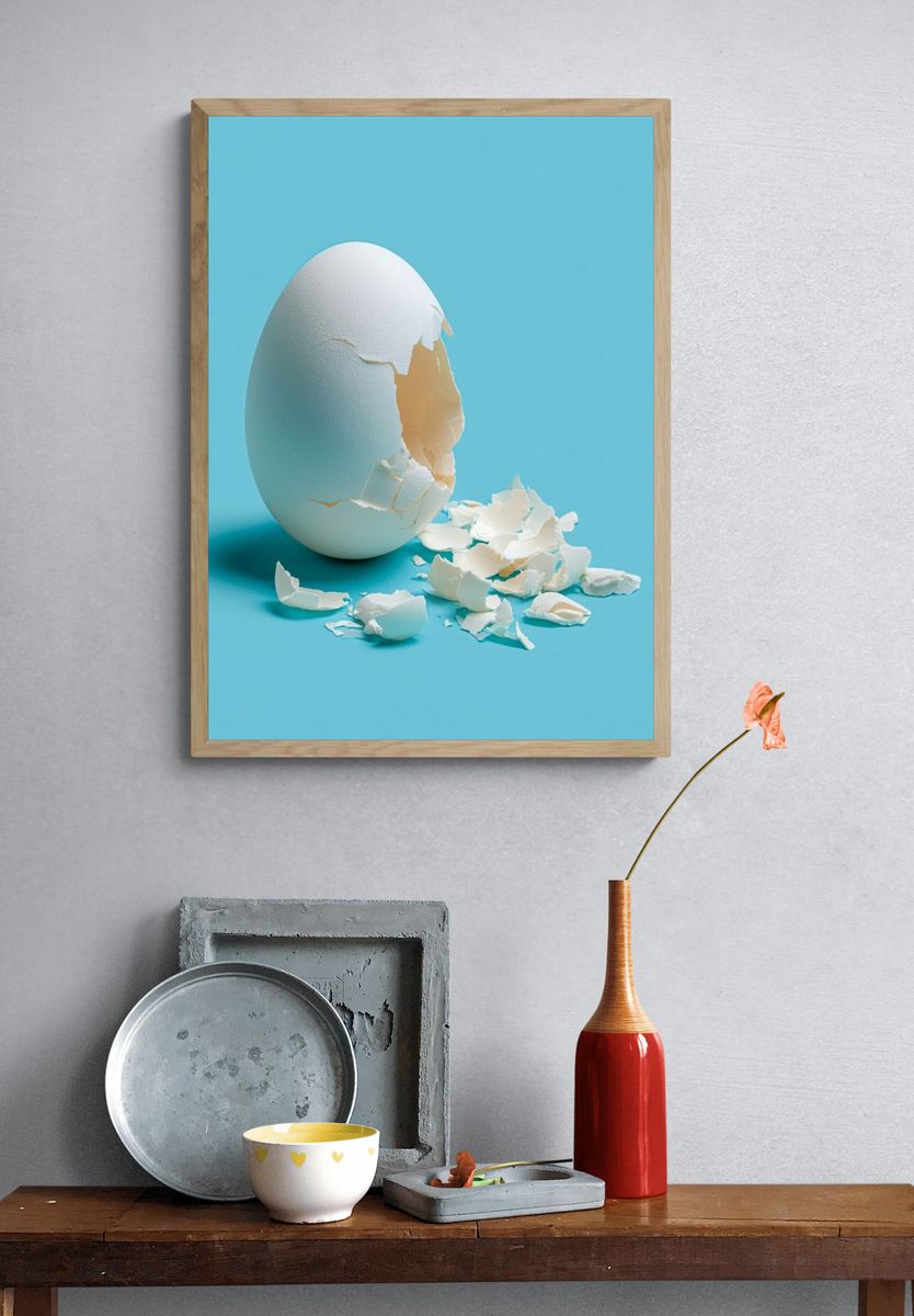 Broken Egg Minimalist Poster. — room view 3