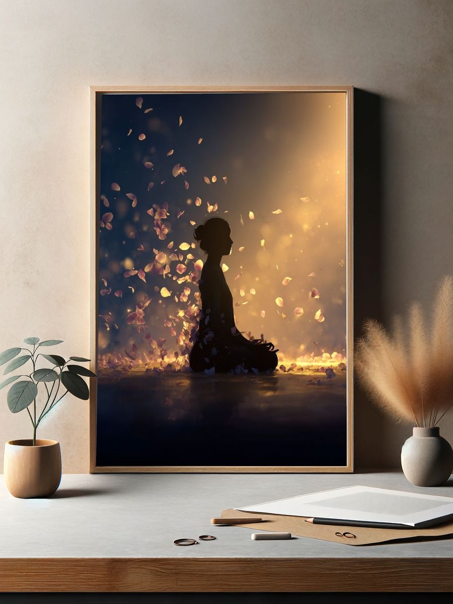 Meditation Silhouette — Mindfulness Print. — room view 2