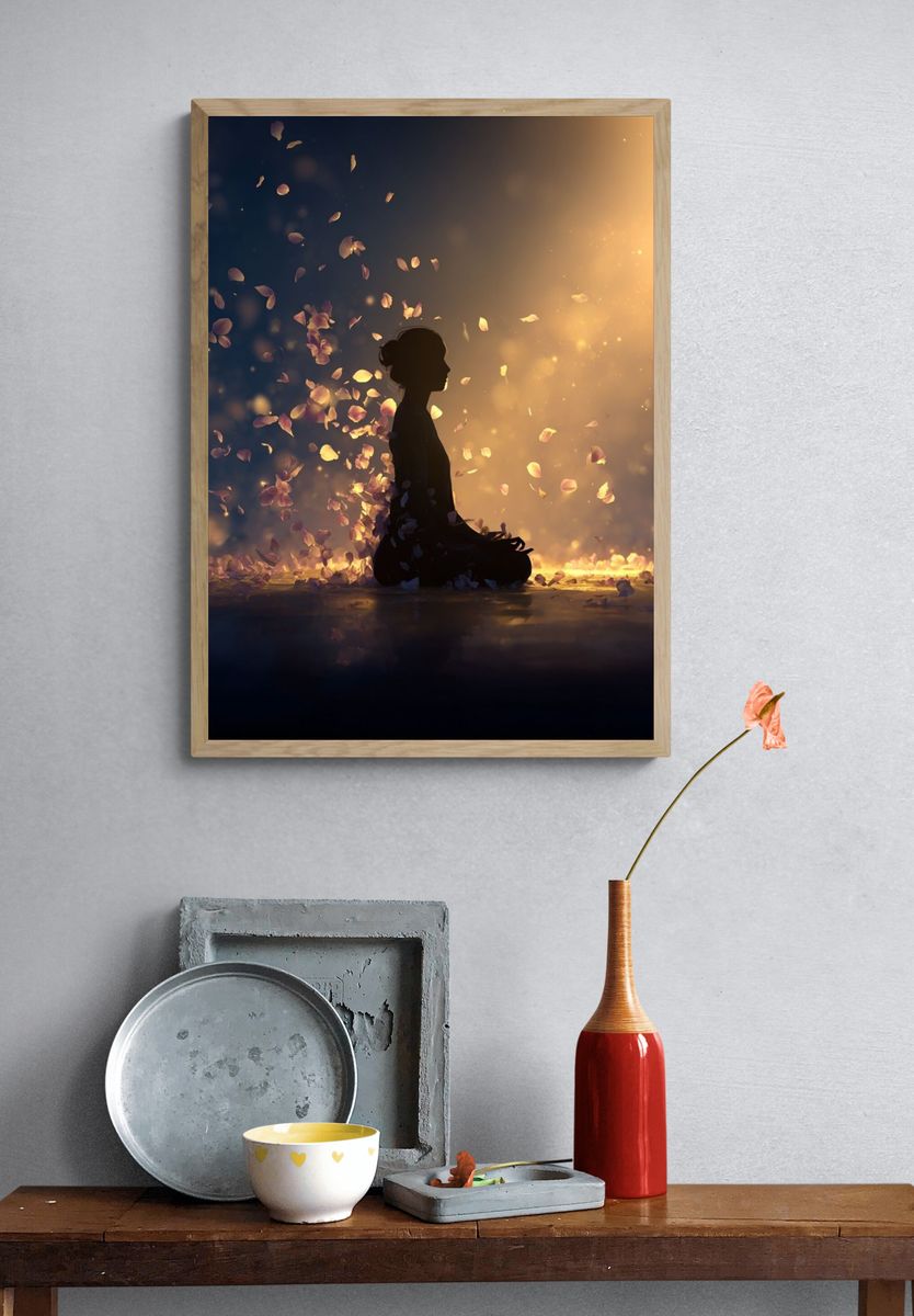 Meditation Silhouette — Mindfulness Print. — room view 3