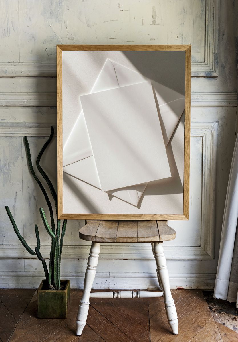 Minimal White Paper Fold Poster. — room view 1