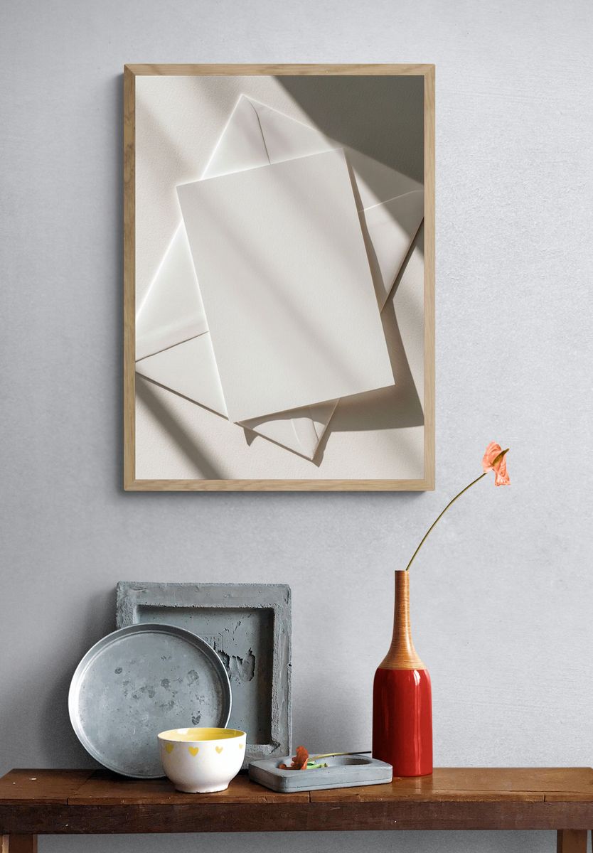 Minimal White Paper Fold Poster. — room view 3