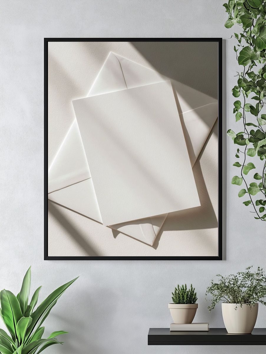 Minimal White Paper Fold Poster. — room view 4