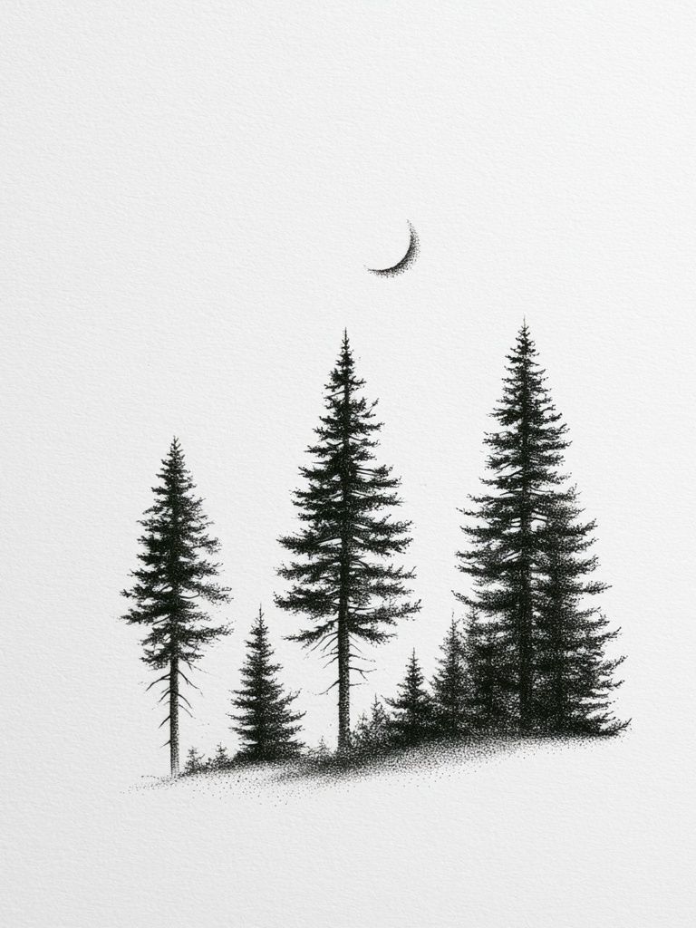 Minimal Pine Forest Print. poster detail