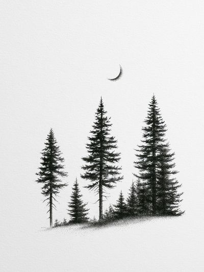 Minimal Pine Forest Print. poster