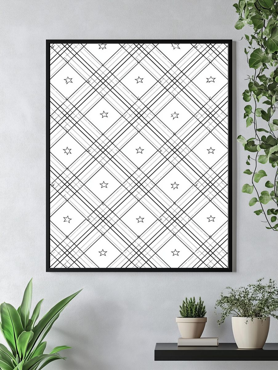 Star Plaid Minimalist Print. — room view 4