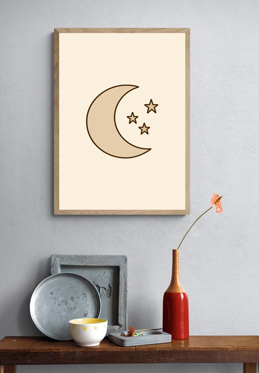 Moon and Stars Minimalist Print. — room view 3