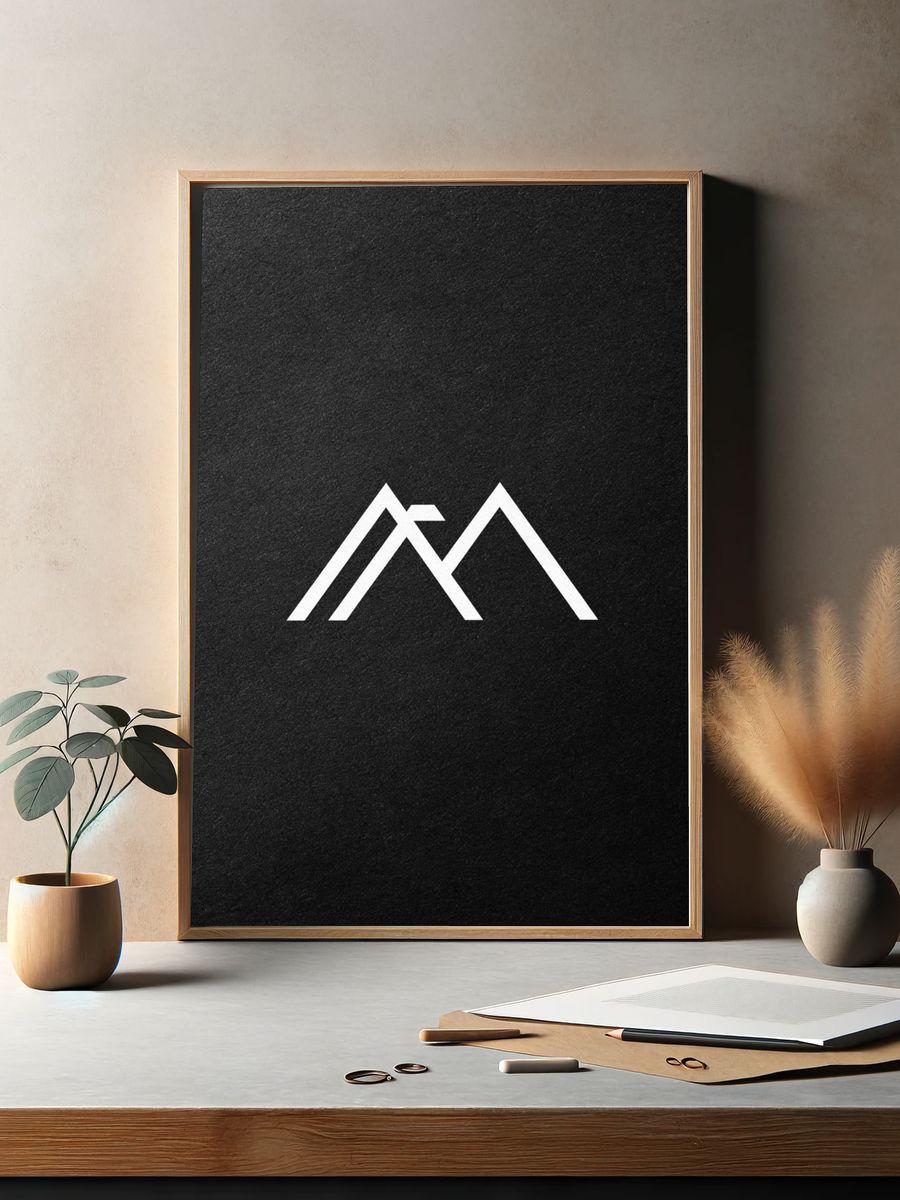 Minimal Mountain Line Art Poster. — room view 2