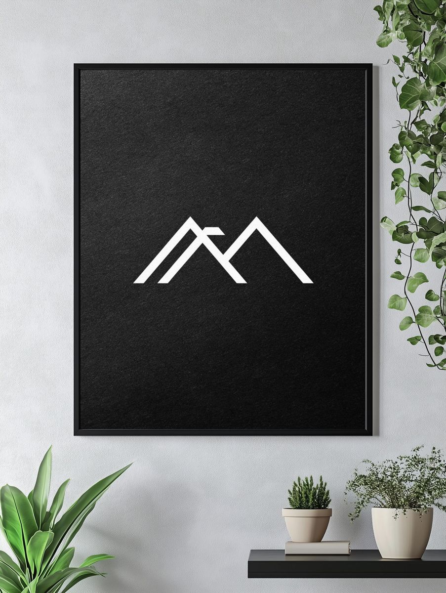 Minimal Mountain Line Art Poster. — room view 4