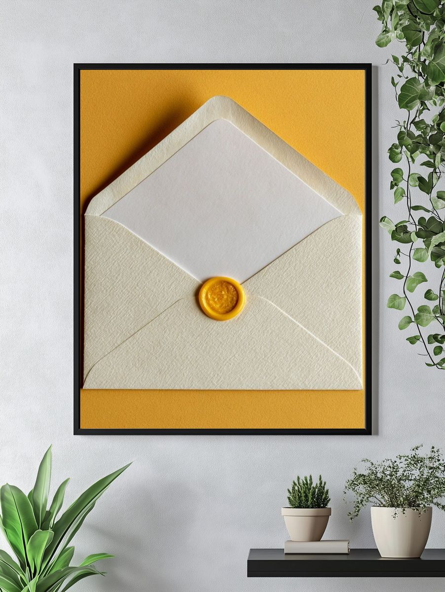 Sealed Envelope Minimalist Print. — room view 4