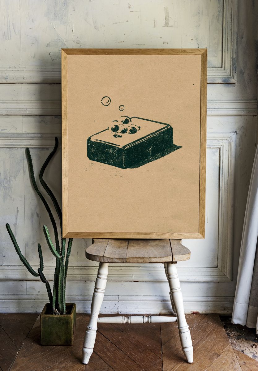 Minimal Soap Bubbles Print. room preview