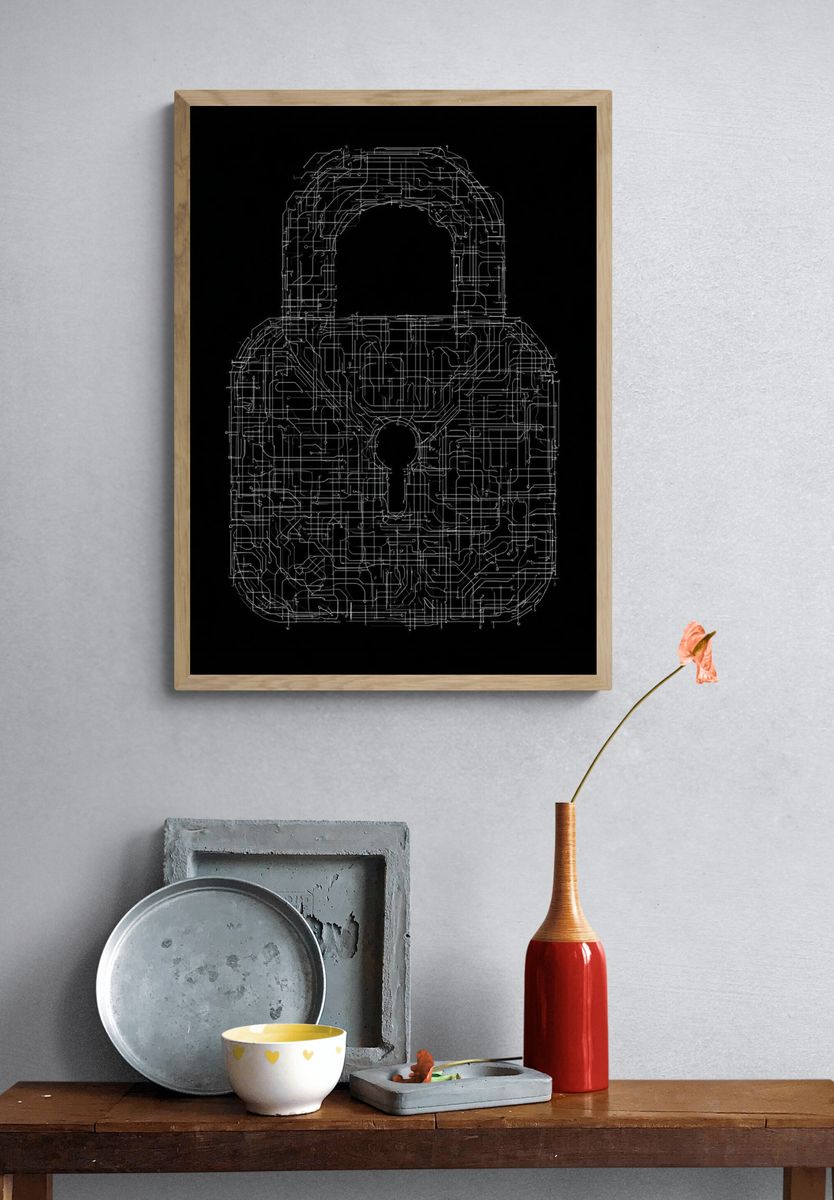 Circuit Lock Minimalist Print. — room view 3
