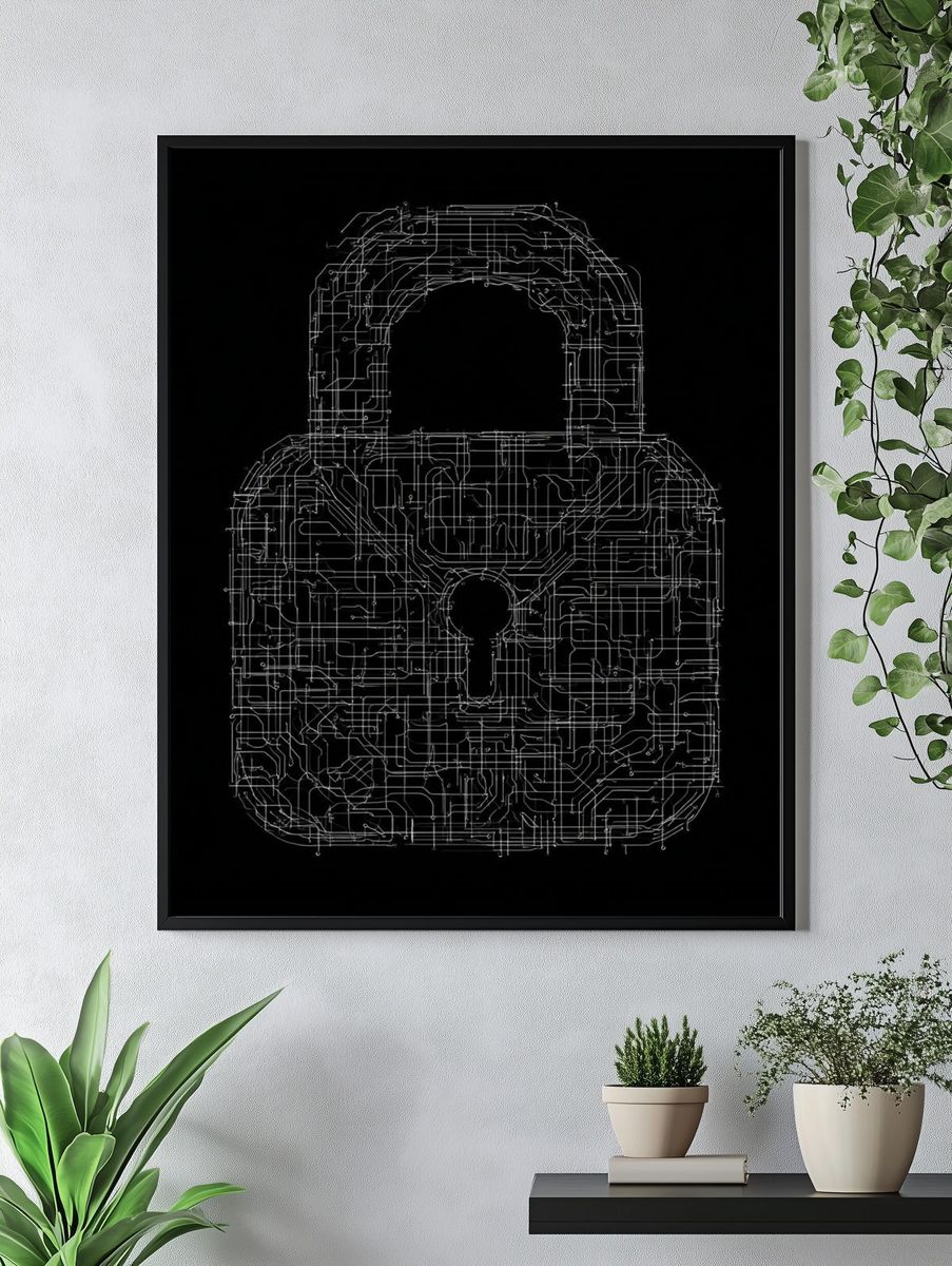 Circuit Lock Minimalist Print. — room view 4