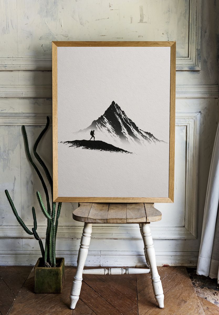 Mountain Hiker Minimalist Print. — room view 1