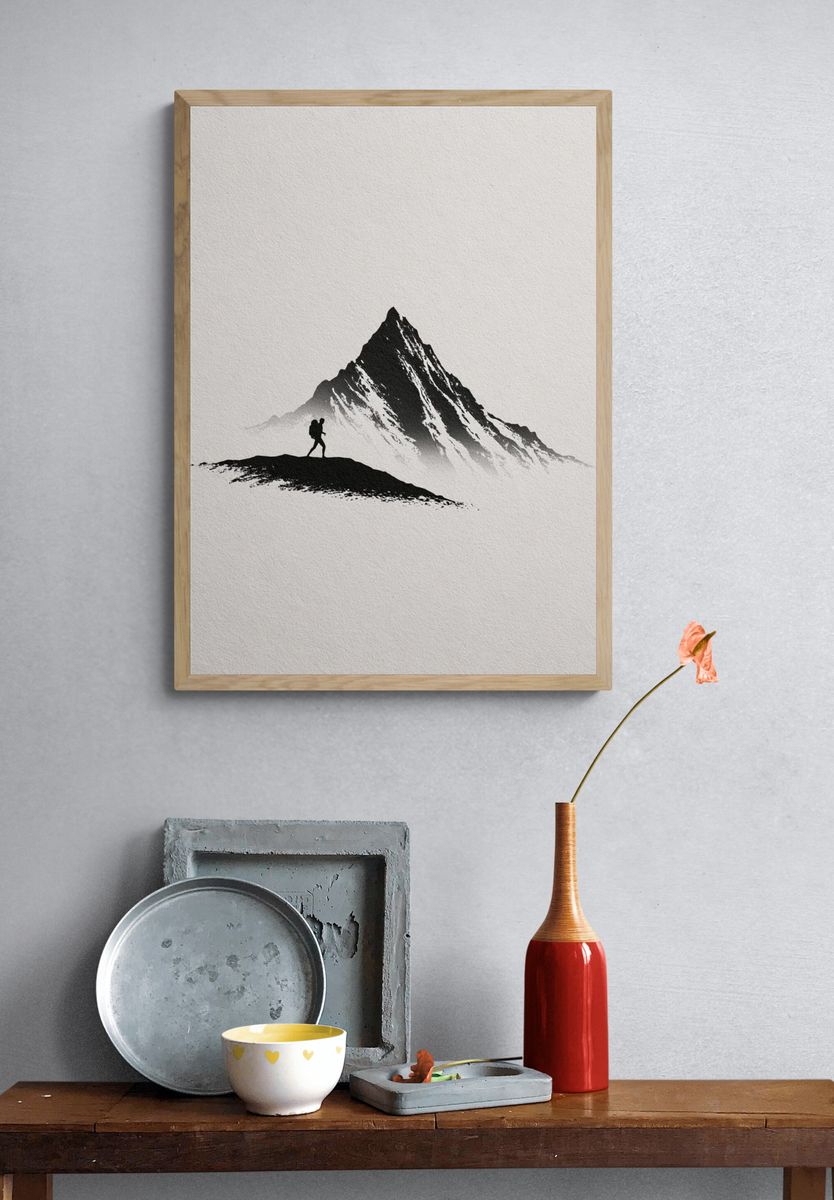 Mountain Hiker Minimalist Print. — room view 3
