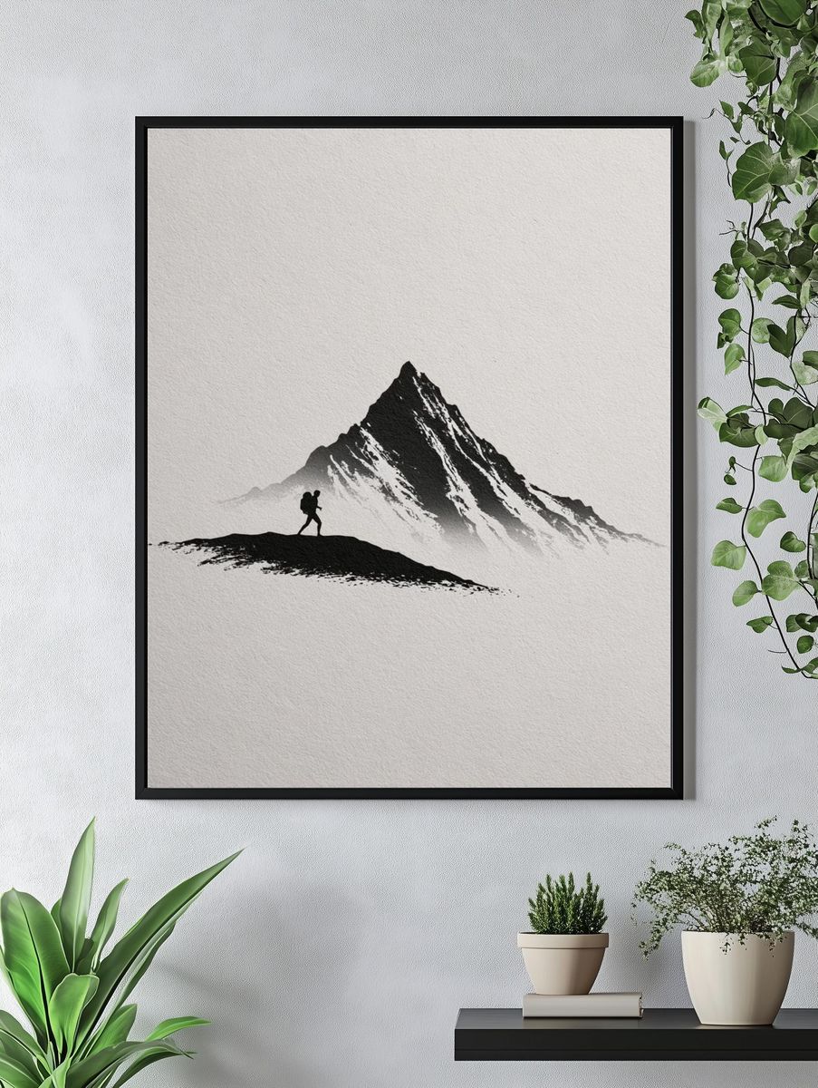 Mountain Hiker Minimalist Print. — room view 4