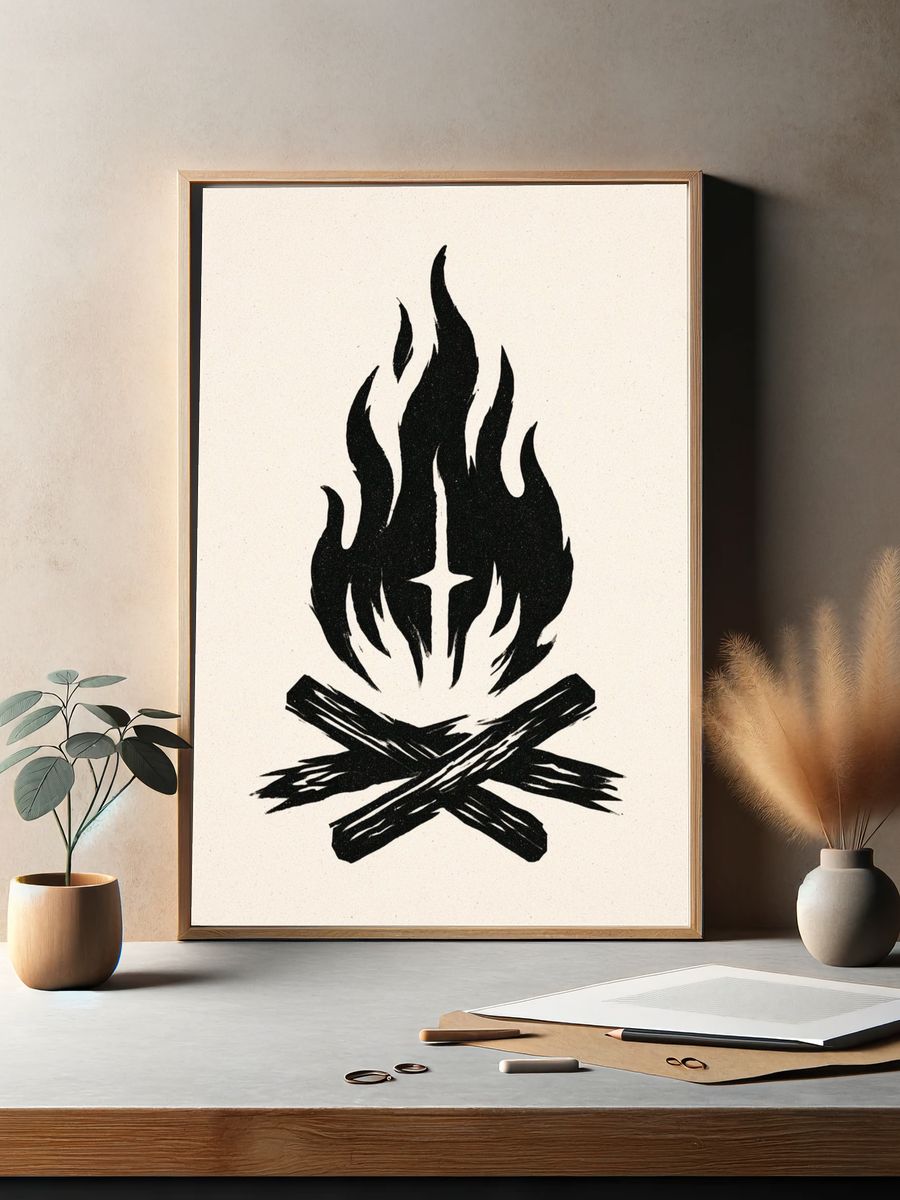 Campfire Minimalist Print. — room view 2