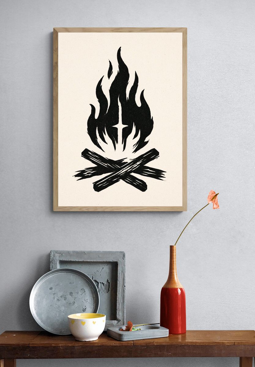 Campfire Minimalist Print. — room view 3