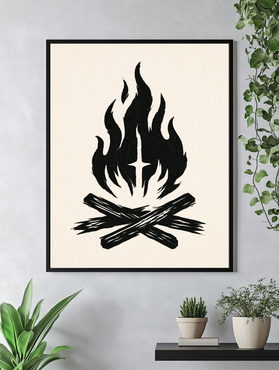 Campfire Minimalist Print. — room view 4
