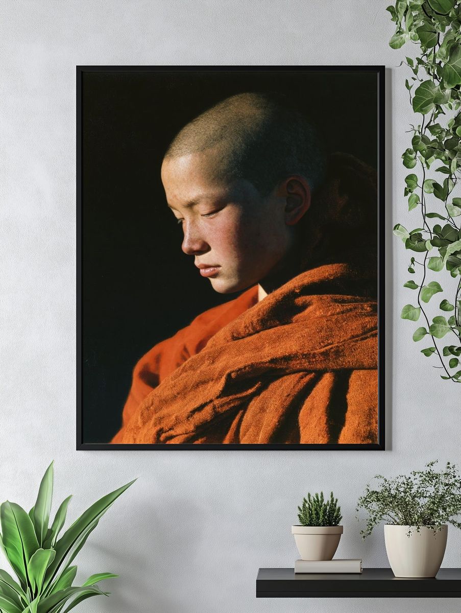 Meditative Monk Portrait Print. — room view 4