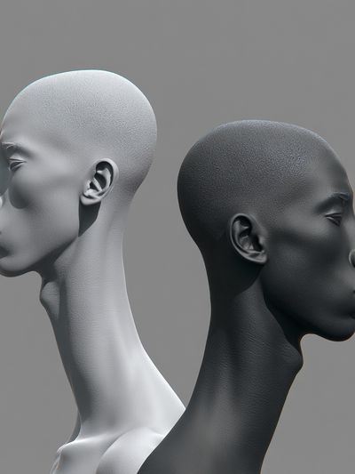 Dual Profile Heads Minimalist Print. poster