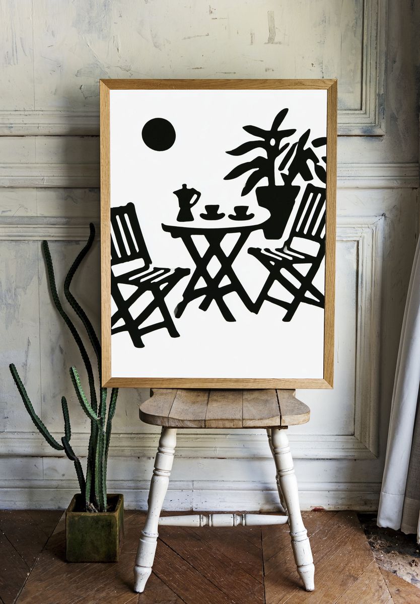 Minimalist Patio Silhouette Poster. room preview
