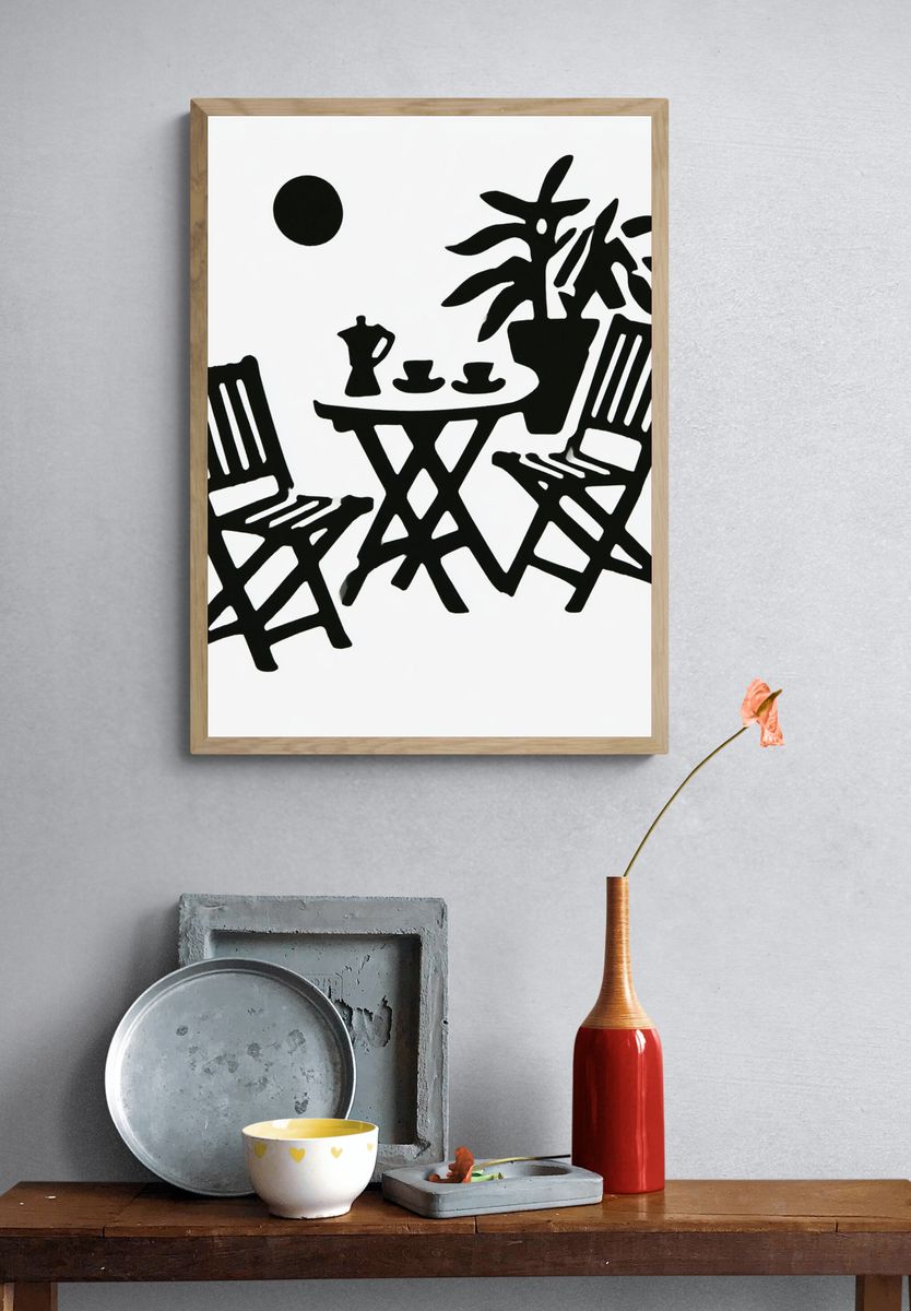 Minimalist Patio Silhouette Poster. — room view 3