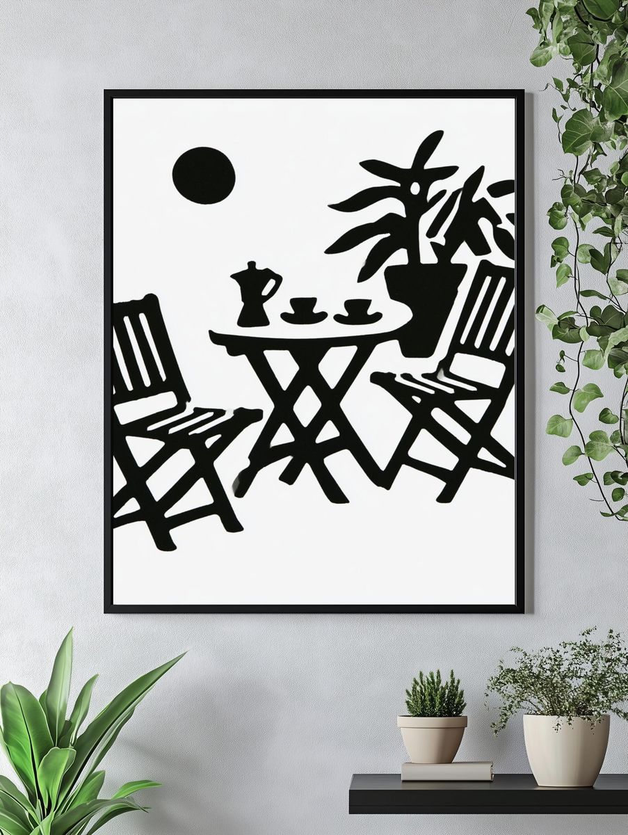 Minimalist Patio Silhouette Poster. — room view 4