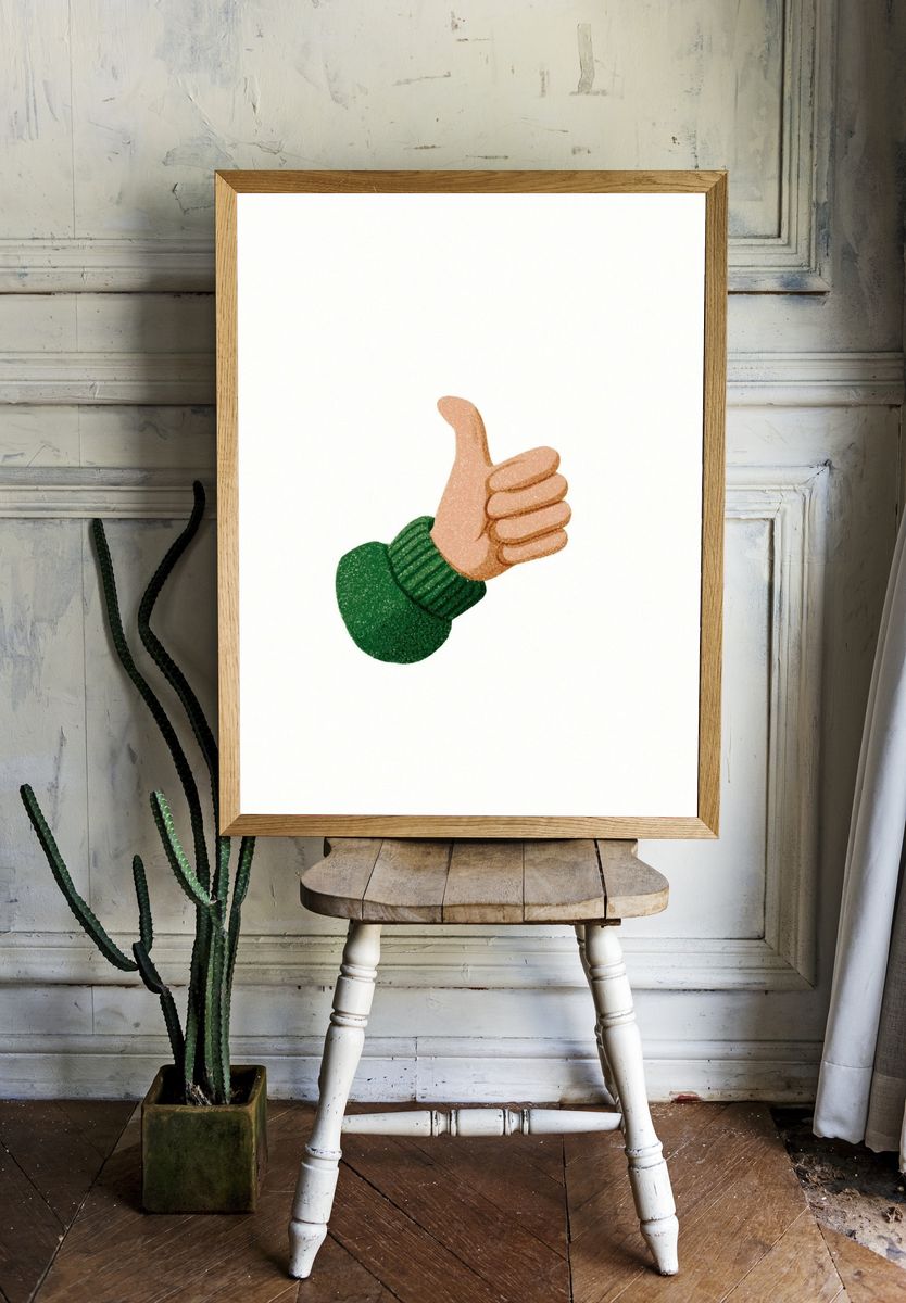 Thumbs Up Minimalist Print. — room view 1