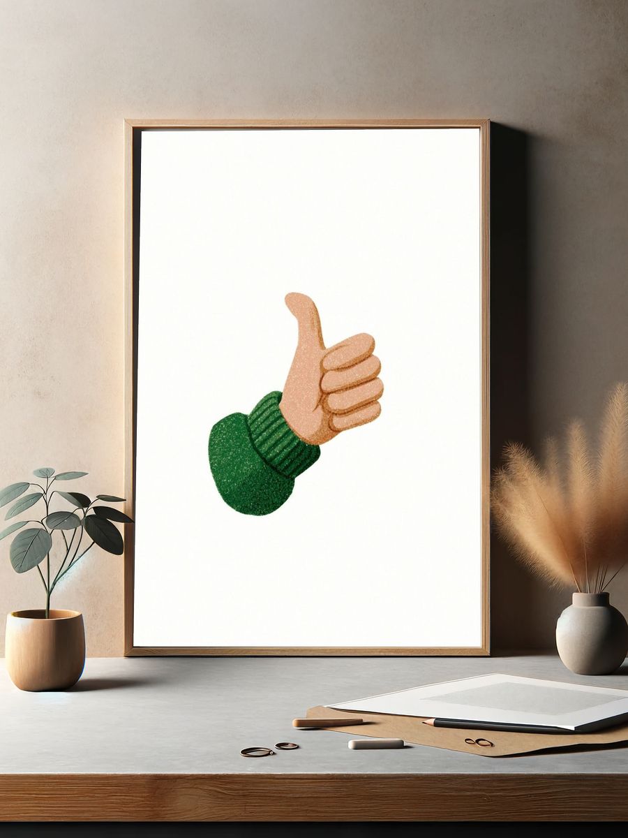 Thumbs Up Minimalist Print. — room view 2