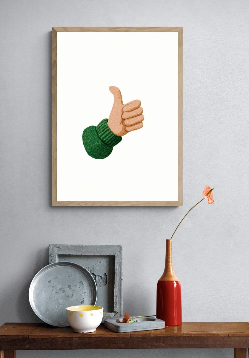 Thumbs Up Minimalist Print. — room view 3