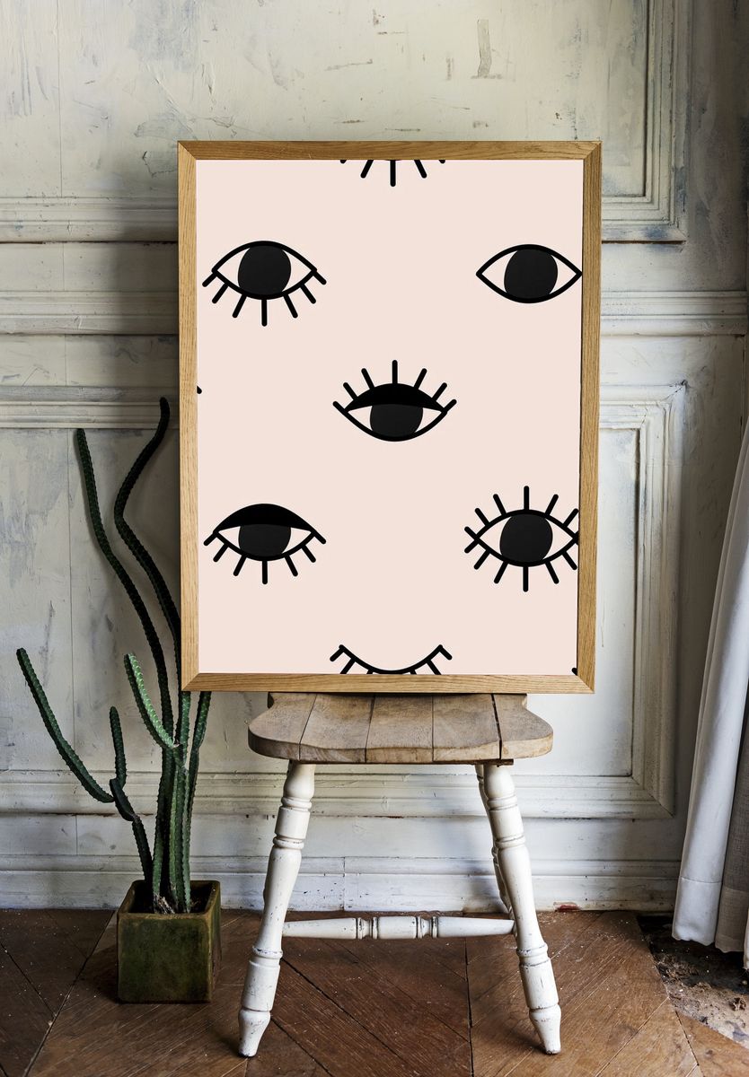 Seamless eyes pattern background, psychedelic. room preview