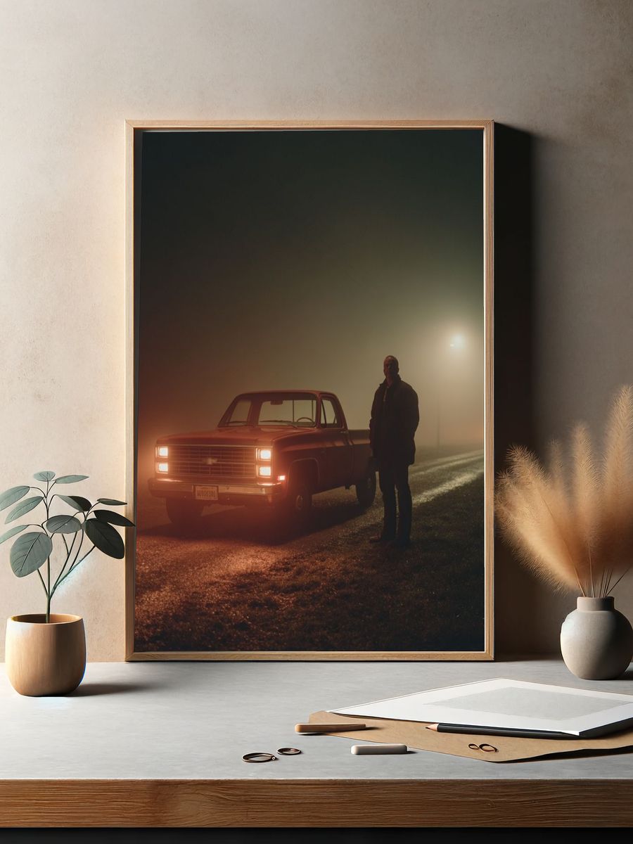 Misty Night Road — Photography Print. — room view 2