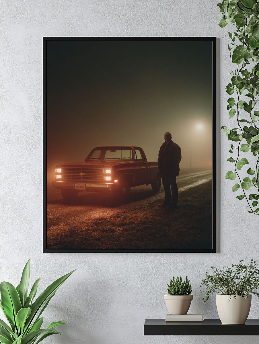 Misty Night Road — Photography Print. — room view 4